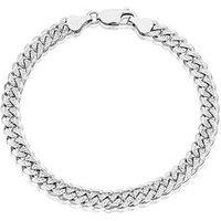 Ernest Jones Sterling Silver 8" Diamond Cut Textured Curb Chain Bracelet