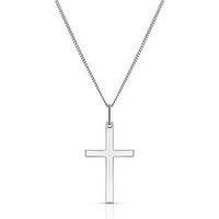 Ernest Jones Men'S Sterling Cross Pendant 20'' Necklace - Silver