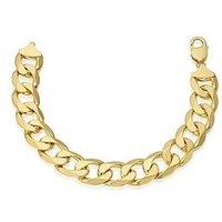 Ernest Jones 9Ct Yellow Gold Men'S 9" Solid Curb Chain Bracelet