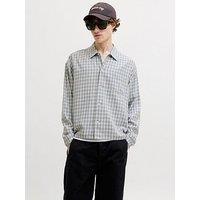 Jack & Jones Savona Austin Dobby Long Sleeve Check Shirt - Khaki