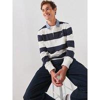 Gant Chambray Stripe Heavy Rugger Long Sleeve Polo Shirt - Off White