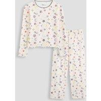 The Very Collection Girls Ribbed Moon And Stars Pyjamas - Cream