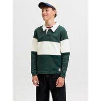 Jack & Jones Junior Boys Blocking Sweat Long Sleeve Polo - Green