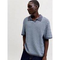 Jack & Jones Aiden Split Neck Knitted Polo Shirt - Grey