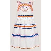 Monsoon Girls White Pop Jumbo Ric Dress - White