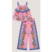 Monsoon Girls Oriana Scarf Top & Trouser Set - Pink