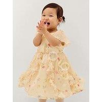 Monsoon Baby Girls Ditsy Frill Dress - Light Yellow