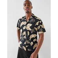 Jack & Jones Premium Drew Print Resort Shirt - Black