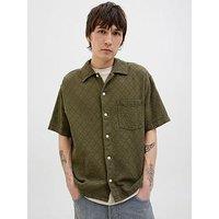 Jack & Jones Tavira Textured Short Sleeve Shirt - Dark Khaki