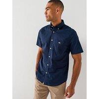 Gant Regular Fit Classic Poplin Short Sleeve Shirt - Navy
