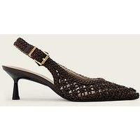 Allsaints Violet Woven Slingback Pointed Toe Mid Heels - Brown