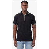 Luke 1977 Vesuvius Zip Neck Waffle Polo Shirt - Black