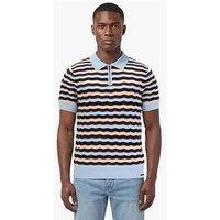 Luke 1977 Maughold Zig Zag Knitted Polo Shirt - Blue