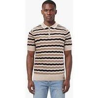 Luke 1977 Maughold Zig Zag Knitted Polo Shirt - Brown