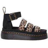 Dr Martens Clarissa Ii Quad Leopard Leather Platform Sandals - Light Tan/Black