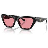 Coach Thick Frame Black Sunglasses- With Red Lens