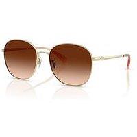 Coach Round Sunglasses With Gold Metal Frame - 0Hc7189 - Brown