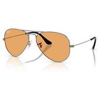 Ray-Ban Aviator Sunglasses - Silver Frame/Orange Lens