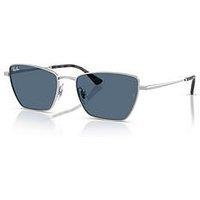 Ray-Ban Silver Frame Square Cat Eye Sunglasses With Blue Tinted Lens - 0Rb3783 - Silver