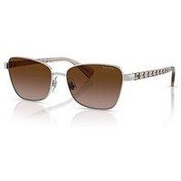 Ralph Ralph 0Ra4149 Irregular Sunglasses Shiny Silver Frame With Gradient Brown Lens