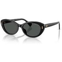 Ralph Ralph 0Ra5350U Oval Sunglasses Shiny Black Frame With Grey Lens