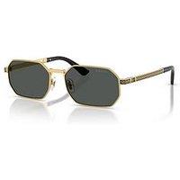 Versace 0Ve2297 Rectangle Sunglasses Gold Frame With Dark Grey Lens