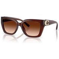 Coach 0Hc8408U Square Sunglasses Milky Hazelnut Frame With Brown Gradient Lens