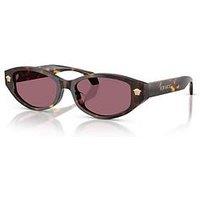 Versace Shallow Round Frame Sunglasses- Dark Havana