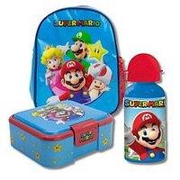 Super Mario Stor Insulated Bag With Straps And 400Ml Aluminium Bottle With Multi Compartment Lunch Box