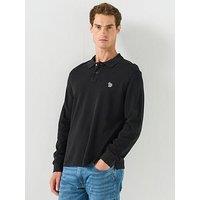Ps Paul Smith Regular Fit Long Sleeve Zebra Polo Shirt - Black