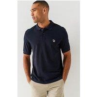 Ps Paul Smith Regular Fit Cotton Pique Zebra Polo Shirt - Navy