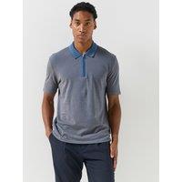Ps Paul Smith Mens Regular Fit Zip Neck Knitted Polo Shirt - Blue