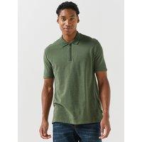 Ps Paul Smith Ps Paul Smith Regular Fit Zip Neck Polo Shirt - Green