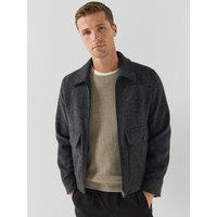 Ps Paul Smith Mens Wool-Rich Zip Through Harrington Jacket - Black