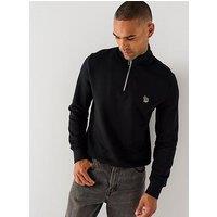 Ps Paul Smith Long Sleeve Regular Fit Half Zip Zebra Sweat Shirt - Black