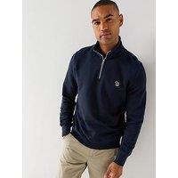 Ps Paul Smith Long Sleeve Regalar Fit Half Zip Zebra Sweat Shirt - Navy