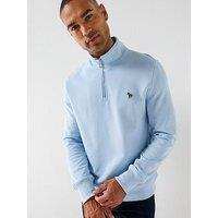 Ps Paul Smith Long Sleeve Regalar Fit Half Zip Zebra Sweat Shirt - Blue