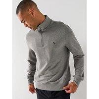Ps Paul Smith Long Sleeve Regular Fit Half Zip Zebra Sweat Shirt - Grey