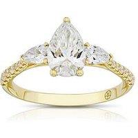Harriet Harriet 14Ct Yellow Gold Pear Trilogy Stone Set Shoulders 1.40Ct Lab Grown Diamond Ring