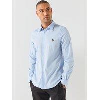 Ps Paul Smith Mens Tailored Fit Cotton-Stretch Zebra Shirt - Blue