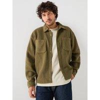 Levi'S Mens Borg Fleece Popper Front Overshirt - Green