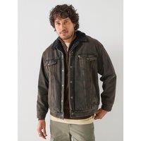 Levi'S Mens Relaxed Fit Sherpa Trucker Jacket - Brown