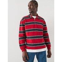 Levi'S Cameron Stripe 1/4 Zip Sweatshirt - Red