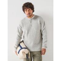 Levi'S Mens Woodacre Henley Button Neck Marl Jumper - Grey