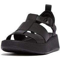 Fitflop F-Mode Leather Flatform Fisherman Sandals - Black