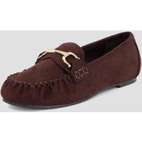 The Very Collection Womens Extra Wide Suedette Ruched Metal Trim Loafers - Brown