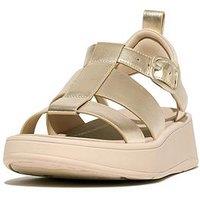 Fitflop F-Mode Metallic Leather Flatform Fisherman Sandals - Beige