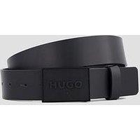 Hugo Gethon Tonal Plaque Leather Belt - Black