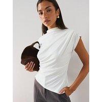 The Very Collection Draped Grown On Sleeve Top - Ecru
