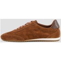The Very Collection Womens Real Suede Low Profile Lace-Up Trainers - Chocolate
